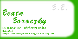 beata boroczky business card
