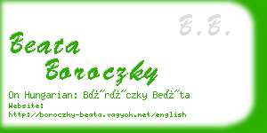 beata boroczky business card